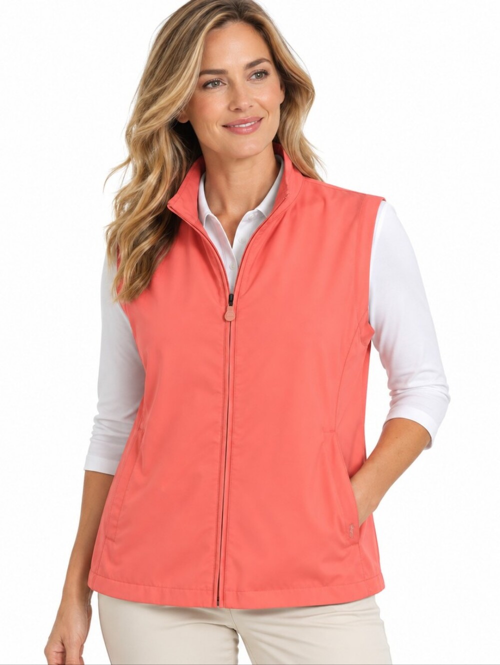 Monterey Club Coral Full Zip Golf Vest XL